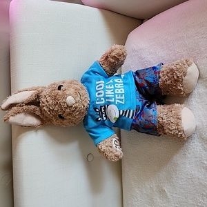 Build-A-Bear Bunny w/Zebra Tee/Splattered Shorts